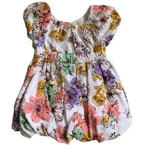 OLD Navy Girls Floral Abstract Corduroy Bubble Cap Sleeve Dress Lined Size 4T